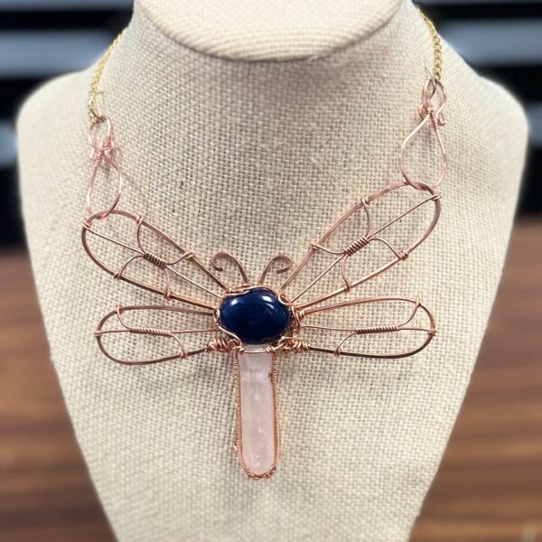 Sodalite & Rose Quartz Dragonfly Copper Wire