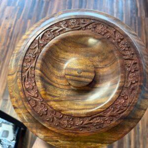 Floral Carved Wooden Bowl
