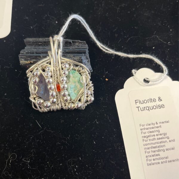 Fluorite & Turquoise Argentium Silver/Stainless Steel