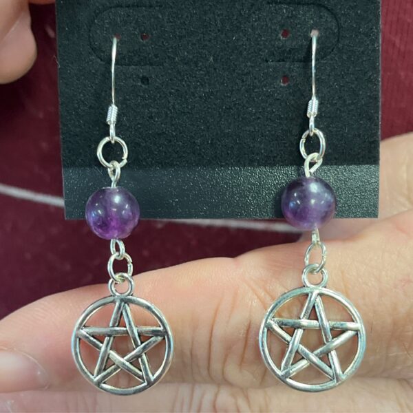 Pentagram Earrings Pewter Surgical Steel
