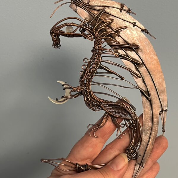 Moonstone & MoPearl Copper Dragon w/Stand