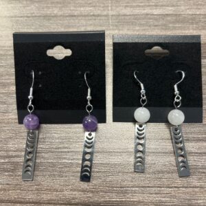 Moon Phase Earrings Sterling Hook/Stainless Pendant