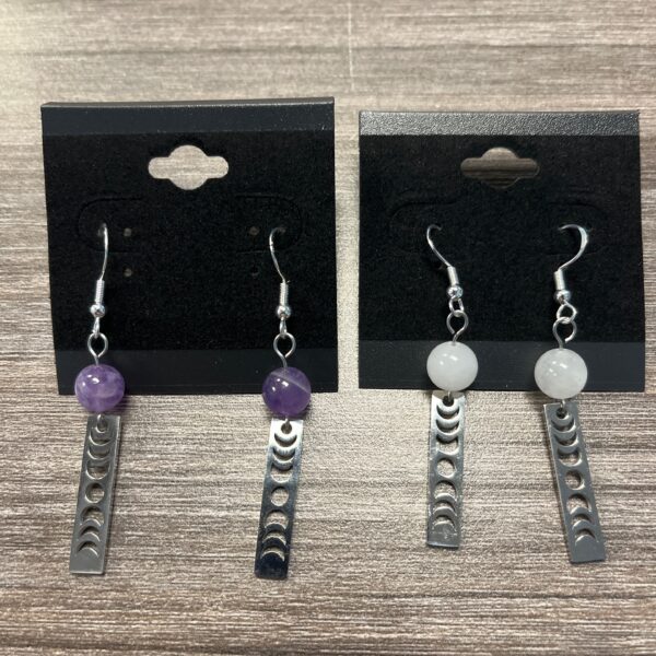 Moon Phase Earrings Sterling Hook/Stainless Pendant