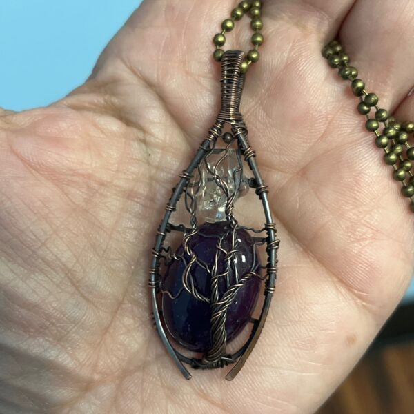 Herkimer Diamond/Amethyst Copper Wire