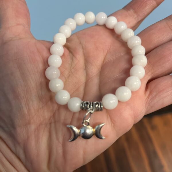 White Agate Triple Moon Bracelet
