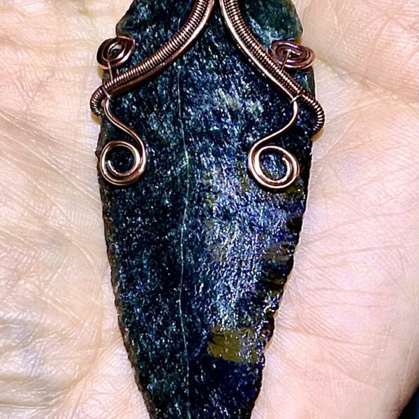 Obsidian Arrowhead Copper Amulet