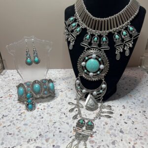 Blue Howlite Necklace, Earring, Bracelet and Ring Set