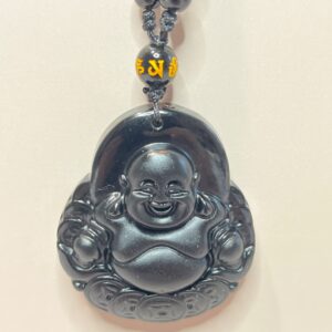 Obsidian Mala w/Laughing Buddha