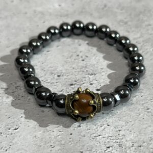 Hematite/Tiger’s Eye Crown Bracelet