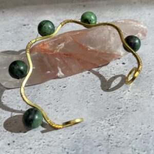 Ruby Zoisite Brass Bracelet
