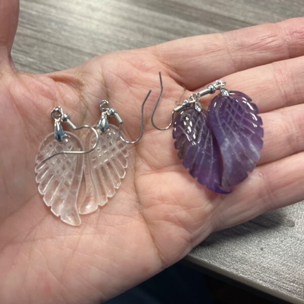 Crystal Wing Earrings Stainless Steel Hooks