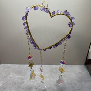 Heart Amethyst Suncatcher