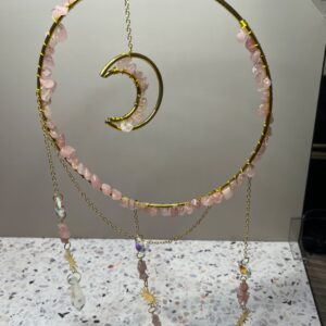 Rose Quartz Crescent Suncatcher
